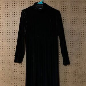 VTG Velvet Mock Neck Long Sleeve Maxi Dress M Witchy Goth 90s Whimsygoth